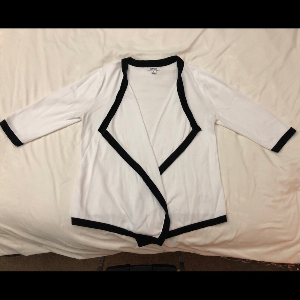 White with black trim Cardigan